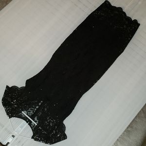 Black lace short sleeve shimmery dress